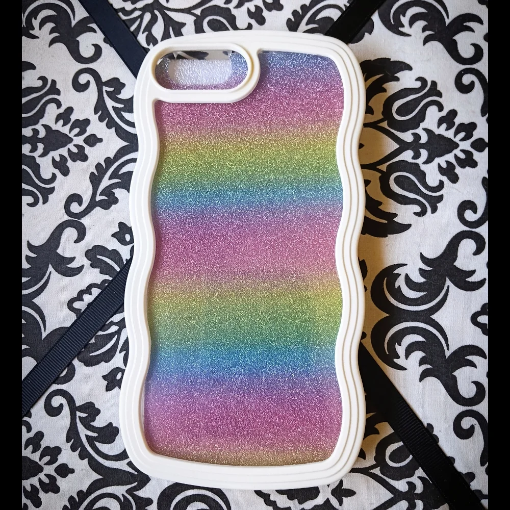 💜*4/$15* iPhone 6 Plus Glitter Sparkly Rainbow Case Cute Girly Kawaii White